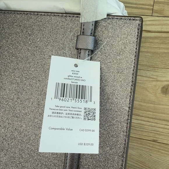 Kate Spade Kenzie Glitter Small Tote Bag KI959 Blueish Silver Purse NWT $329! - Picture 11 of 14